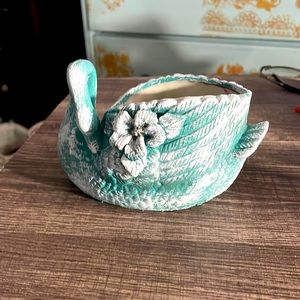 Repurposed Swan ! Beautiful! Turquoise and white. Fine detailed.